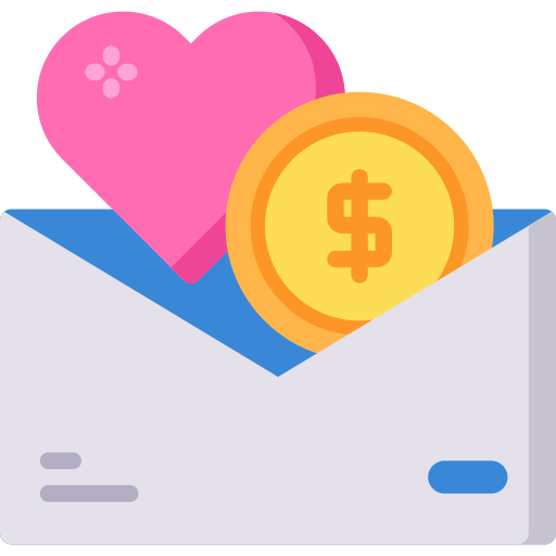 Sobre con corazón y moneda